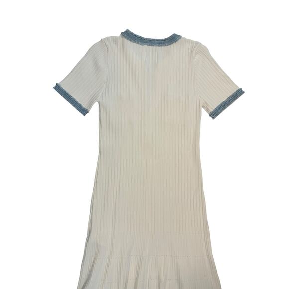 SANDRO ALECIA KNIT AND DENIM MIDI DRESS RIBBED NWOT- SIZE EU- 42/US-MEDIUM - Picture 10 of 14